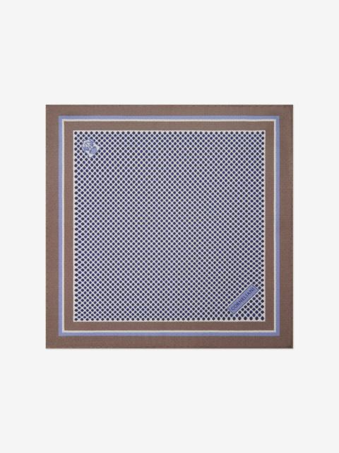 CORNELIANI White/blue/brown pure silk pocket square