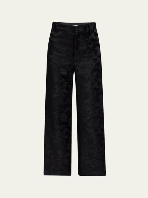 Chloé Baroque Jacquard Flare Ankle Pants
