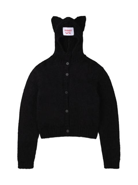 CHARLES JEFFREY LOVERBOY Men's Ears Balaclava Wool-Blend Cardigan - Black