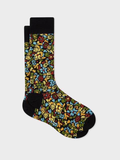 Paul Smith Black 'Pencil Floral' Socks