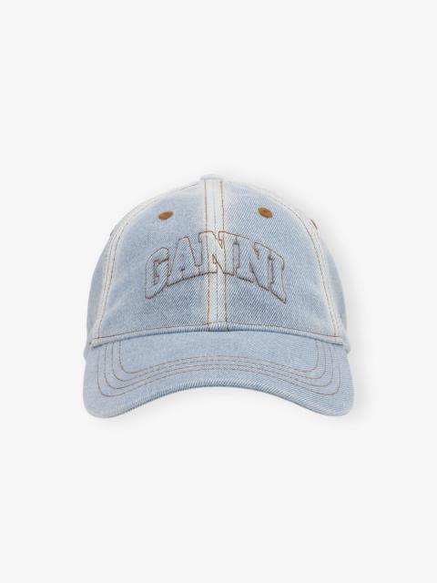 GANNI CAP IN LIGHT BLUE DENIM