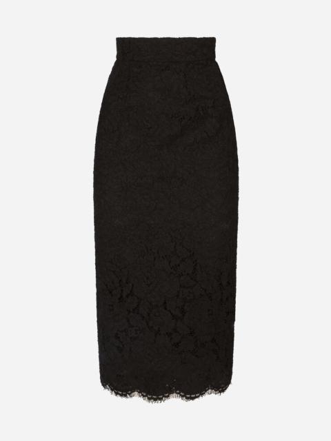 Dolce & Gabbana Branded stretch lace midi skirt