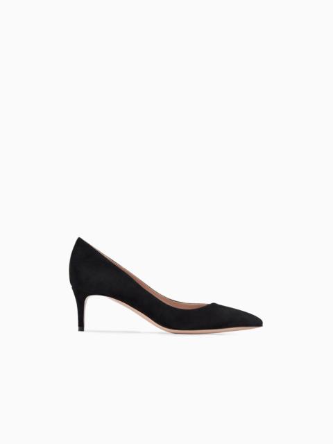 GIORGIO ARMANI Suede court shoes with asymmetric top line