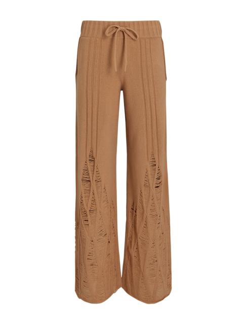 Dion Lee Distressed Wool-Cashmere Drawstring Pants