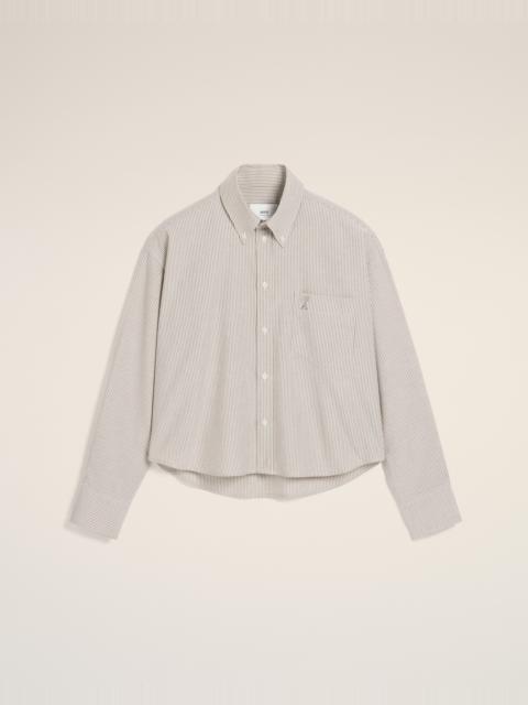 AMI Paris GREEN COTTON CROPPED OVERSIZED SHIRT