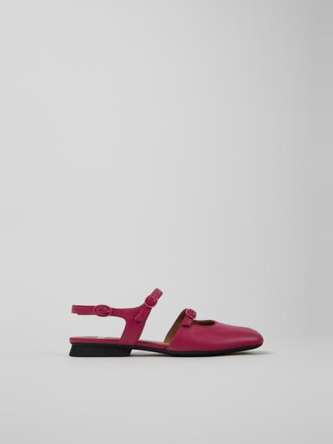 CAMPER Casi Myra Burgundy Leather Semi-Open Shoes for Women.