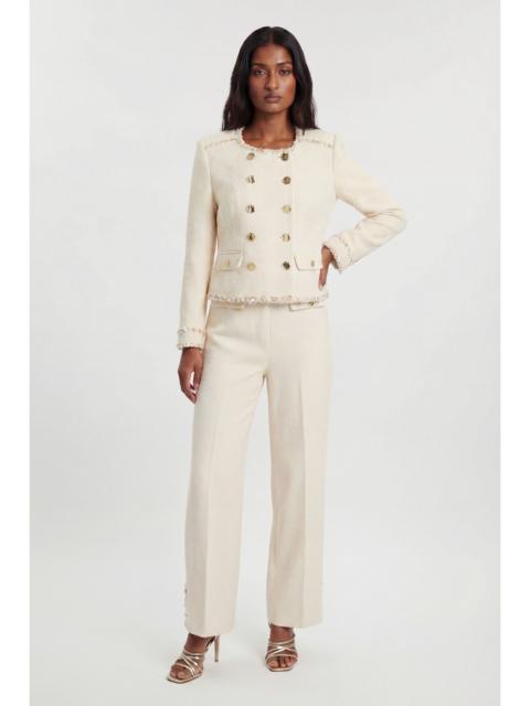 KAREN MILLEN Tweed Embellished Trim Tailored Jacket