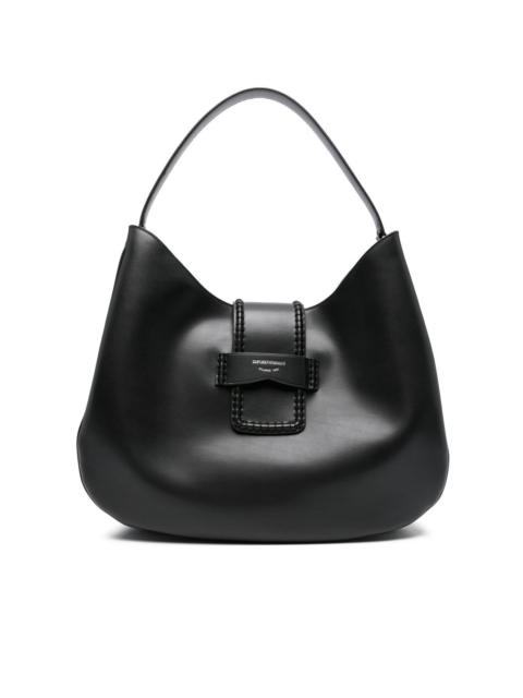 EMPORIO ARMANI braided-detail leather shoulder bag