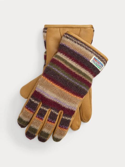Polo Ralph Lauren Textured-Stripe Hybrid Goatskin Gloves