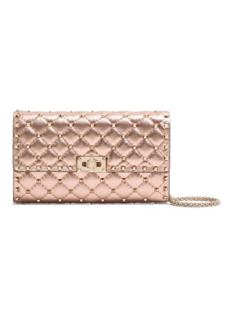 Valentino Women's Rockstud Spike Shoulder Bag in Laminated Nappa Leather - Rose Cannelle
