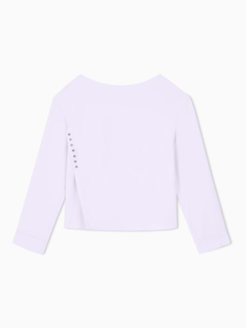EMPORIO ARMANI UNLINED TOP IN TECHNO CADY WITH STUD RIVETS AND BUTTONHOLES