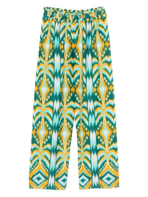 FARM RIO Tropical Tapestry ikat-pattern elastic-waist trousers