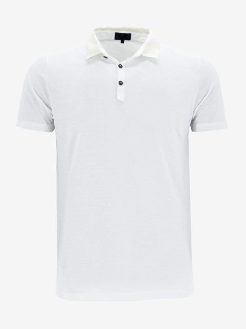 White Polo T-Shirt with Grosgrain Collar