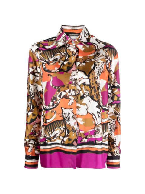 satin-finish cheetah-print shirt