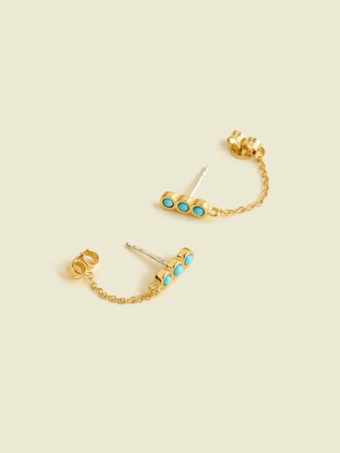Madewell Demi-Fine Bezel Set Turquoise Chain Stud Earrings
