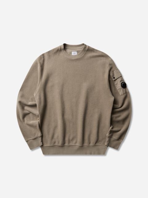 C.P. Company Men's Brushed and Emerized Diagonal Fleece Crewneck Sweatshirt Fallen Rock