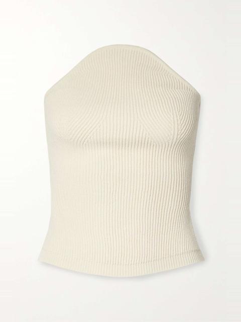 Jericho strapless ribbed-knit top