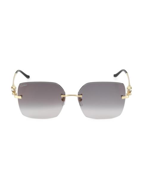 Cartier Women's Panthère Classic 24-Carat Gold 60MM Square Sunglasses - Gold