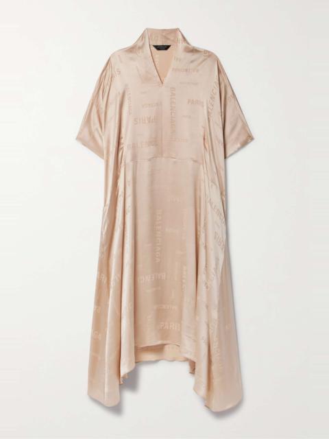 BALENCIAGA Oversized asymmetric silk-jacquard midi dress