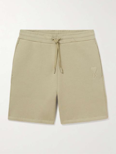 AMI Paris Straight-Leg Logo-Embossed Cotton-Blend Jersey Drawstring Shorts