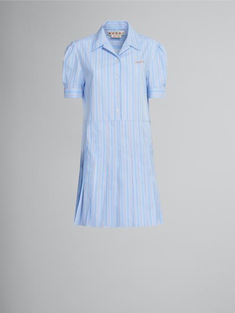 Marni SHORT DRESS IN LIGHT BLUE STRIPED BIO POPLIN