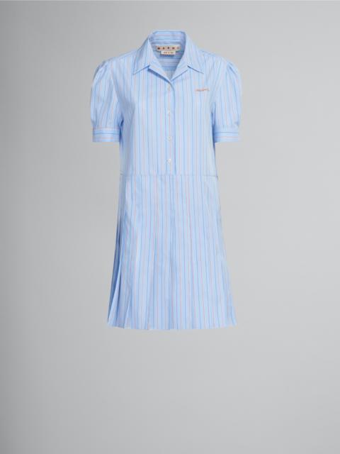 SHORT DRESS IN LIGHT BLUE STRIPED BIO POPLIN