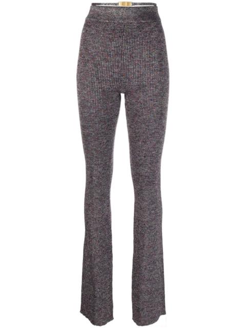 GCDS lurex-detailing flared knitted trousers