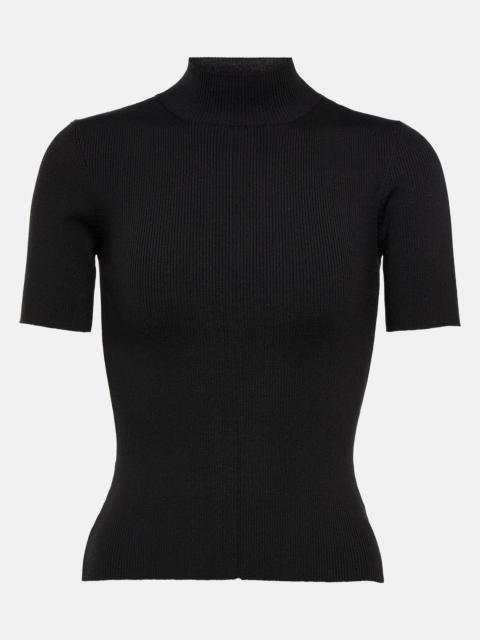 Oscar de la Renta Ribbed-knit silk-blend top