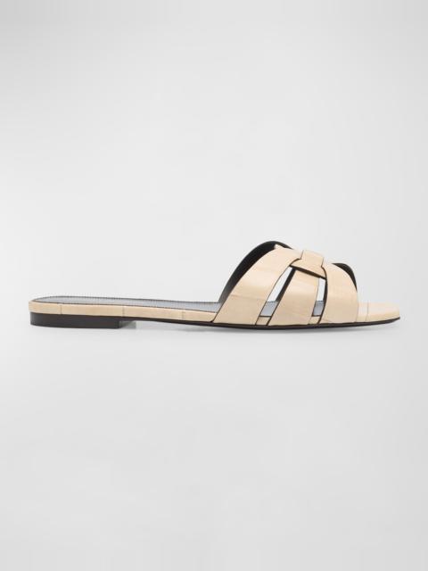 SAINT LAURENT Tribute Woven Flat Slide Sandals