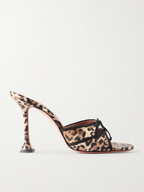 Amina Muaddi Eleonora bow-detailed leopard-print satin mules Leopard print