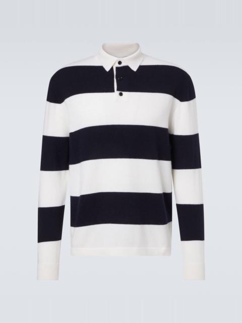Allude Striped wool and cashmere polo sweater