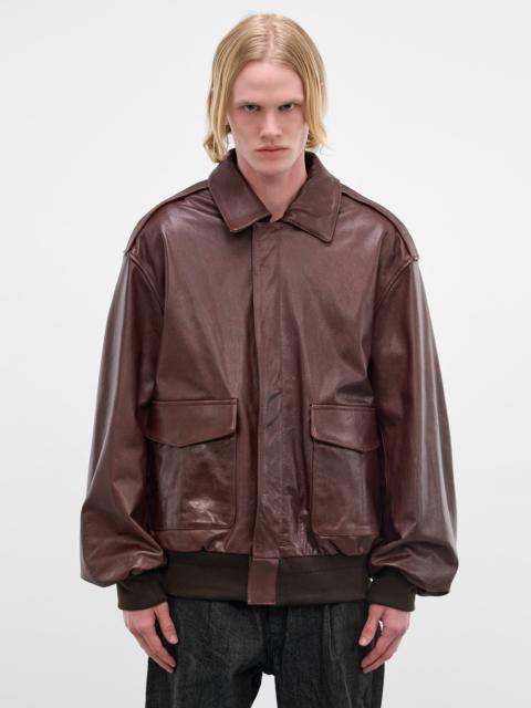 ssstein Brown Leather A2 Bomber Jacket