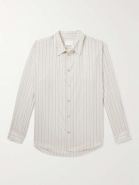 Cybilio Striped Cutaway-Collar Silk-Blend Shirt
