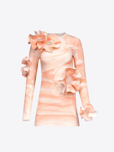 AREA RUFFLE FLOWER LONG SLEEVE DRESS