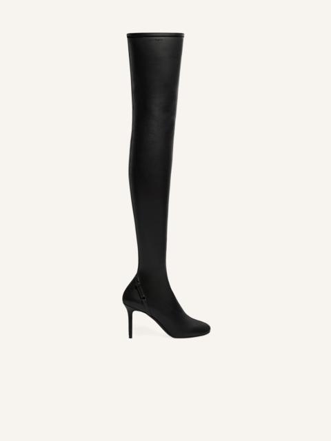 courrèges OBLIQUE STRETCH LEATHER EFFECT THIGH BOOTS