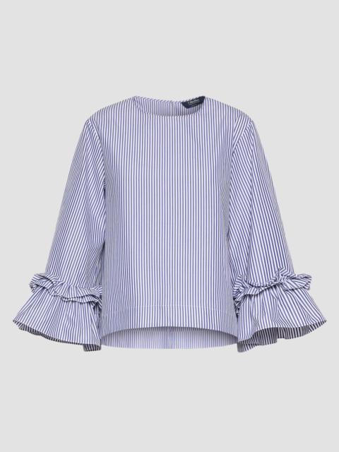 Max Mara Women's Poplin Blouse with Ruffles and Flounces - Light Blue