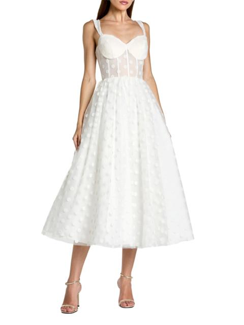 MAC DUGGAL Women's Polka Dot Tulle Bustier Cocktail Dress - Ivory