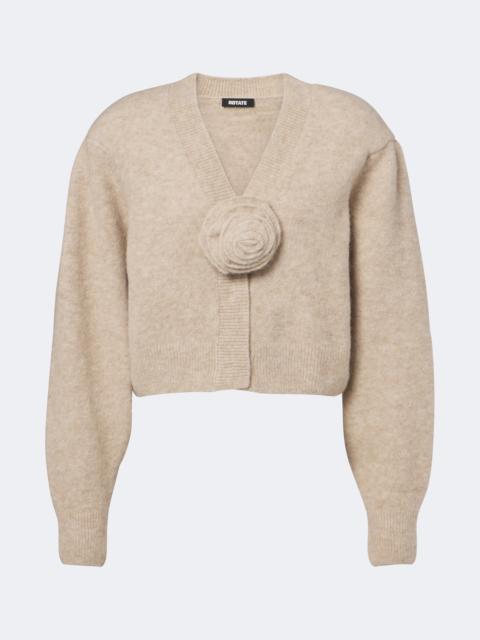 ROTATE Floral-appliqué alpaca and wool-blend cardigan