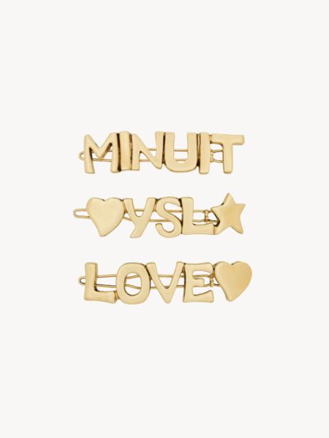 SAINT LAURENT LOVE LETTERS HAIR CLIPS IN METAL