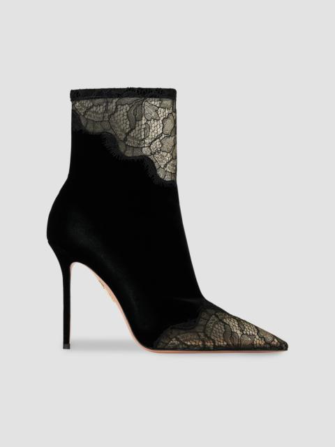 AQUAZZURA Women's Velvet Meadow 105MM Suede & Lace Ankle Boots - Black