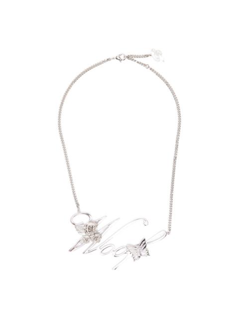 Blumarine rose-detail butterfly-detail necklace