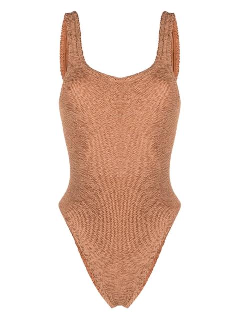 Hunza G open-back crinkled-finish swimsuit