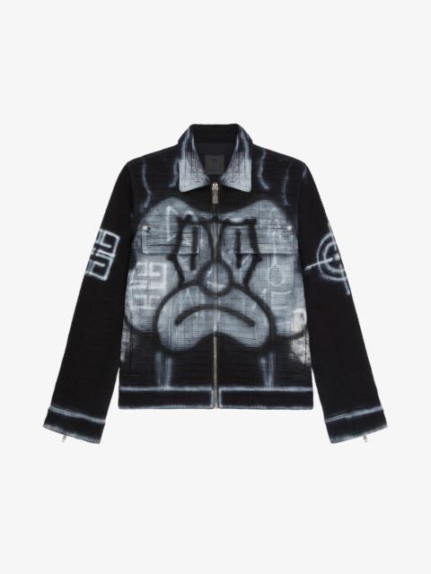 JACKET IN 4G DENIM WITH TAG EFFECT PRINTS