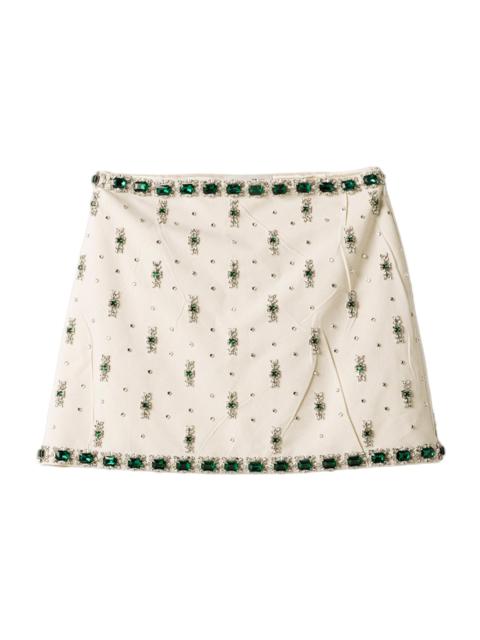 Miu Miu Women's Embroidered Canvas Skirt - Beige