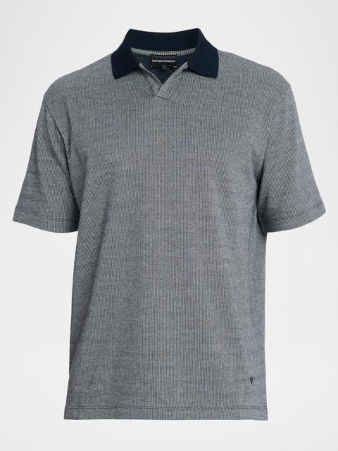 EMPORIO ARMANI Men's Melange Short-Sleeve Polo Shirt