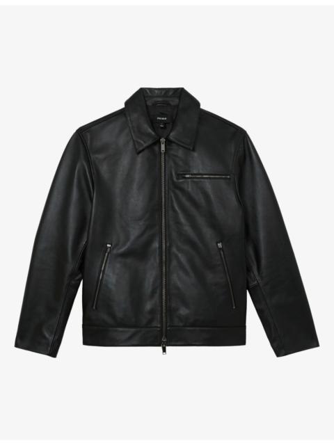 REISS Strader Zip-Through Leather Jacket