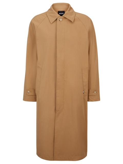 BOSS RELAXED-FIT COAT IN COTTON WITH CONCEALED CLOSURE