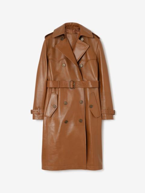 Burberry Long Leather Foxfield Trench Coat
