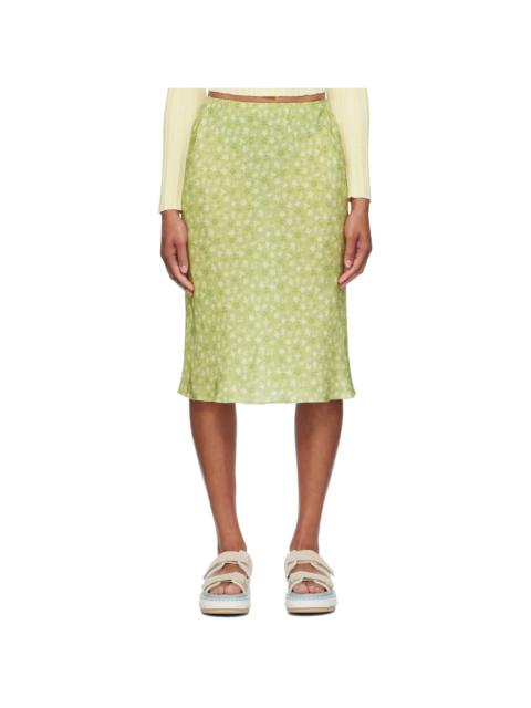 Green Bias Midi Skirt