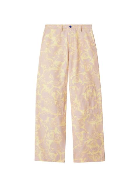 rose-print straight-leg trousers